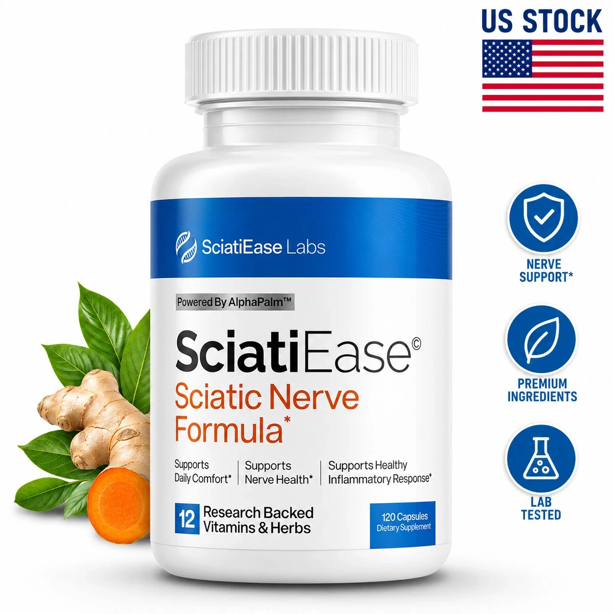 Alpha SciatiEase Sciatic Nerve Health Support Supplement Brand New