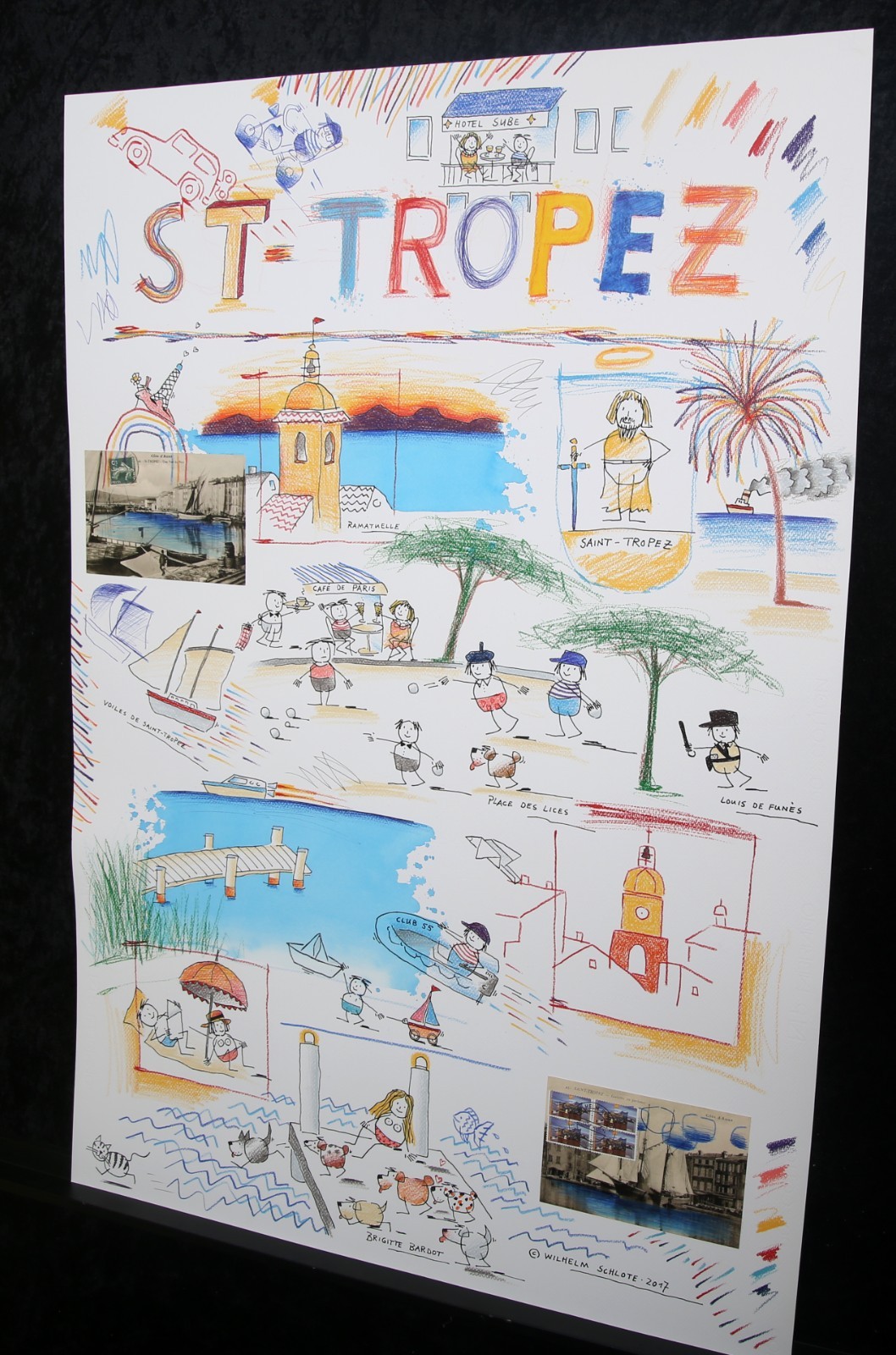 Schlote, Wilhelm - St. Tropez - original design drawing - signed UNIQUE
