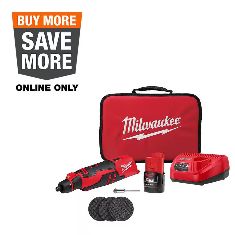 M12 12V Lithium-Ion Cordless Brushless Rotary Tool with (1) 2.0 Ah Battery Pack
