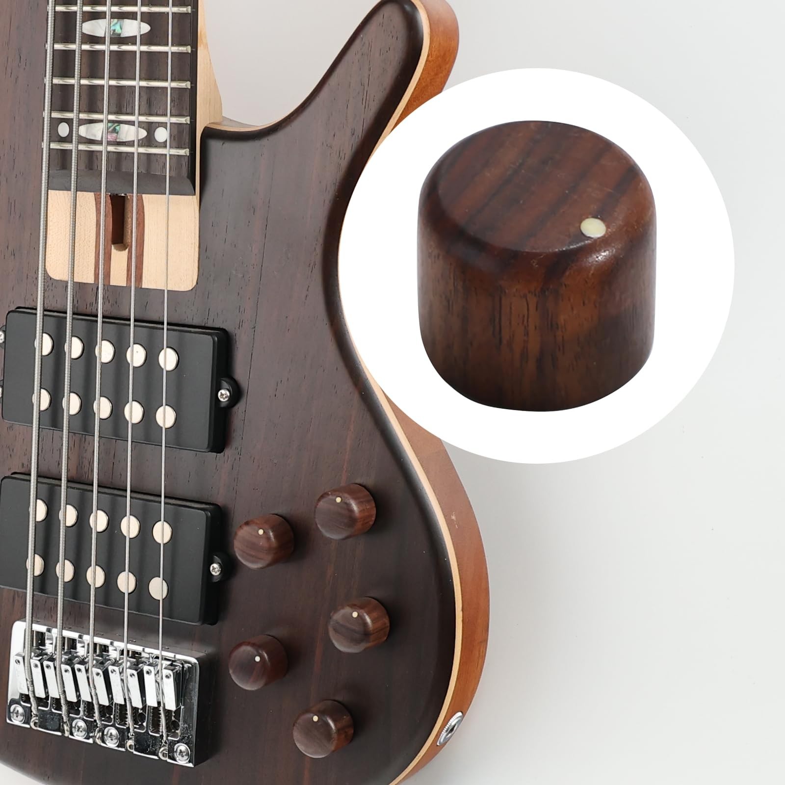 2Pcs Rose Wood Guitar Volume Tone Knobs with 6mm（15/64"） Brass Hol