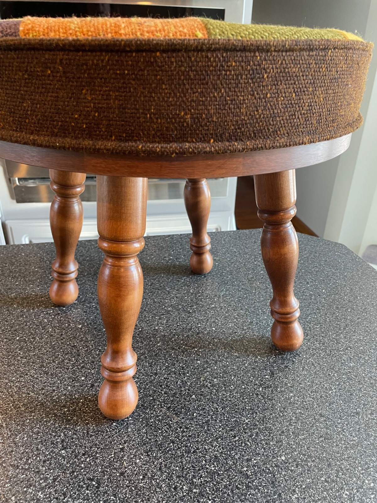 Vintage MCM Tapestry wool foot stool