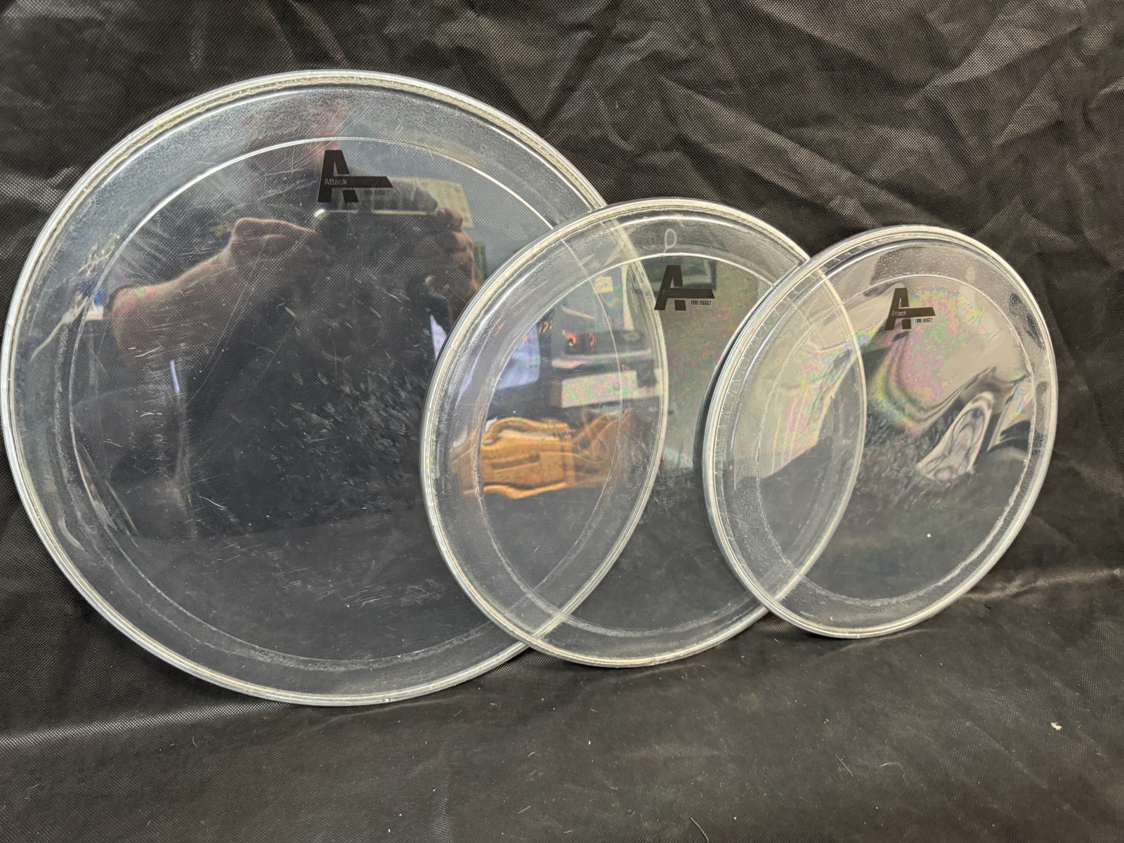 Set of 3 drumheads: Attack Tone Ridge 2.  12", 13", 16" Batter side