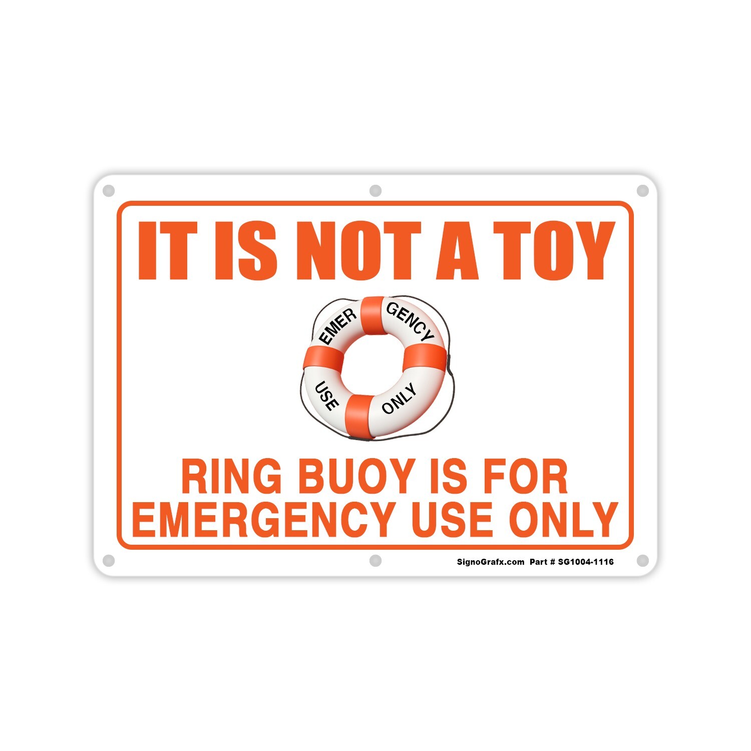 SIGNOGRAFX SWIMMING POOL RING BUOY SIGN, 10”x14”, Metal Sign, Indoor & Outdoor