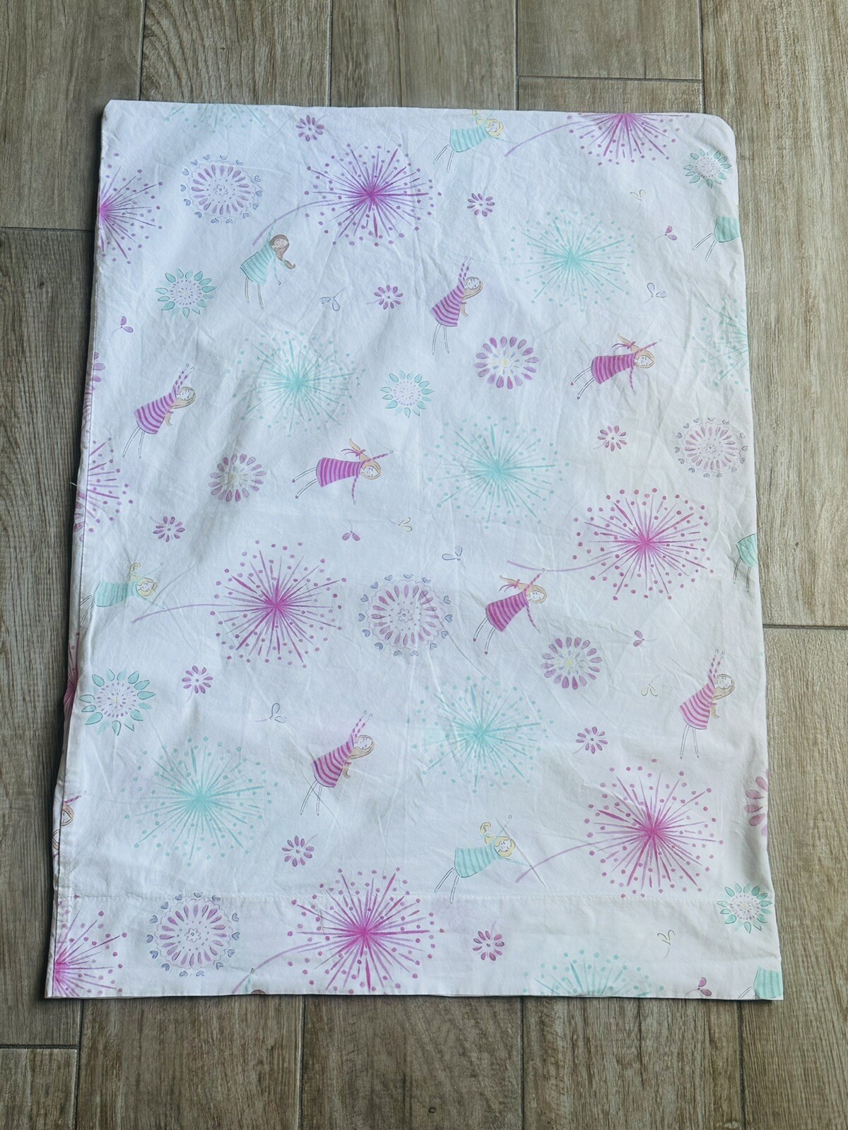 Pottery Barn Kids Maya Dandelion White Pink Floral Standard Pillowcase