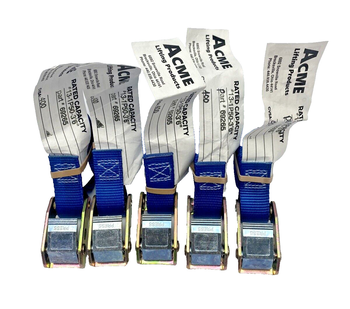 Lot Of 5, Lifting Products 13-1" P50-3'6" Strap Tie Down, 400Lbs, 69265