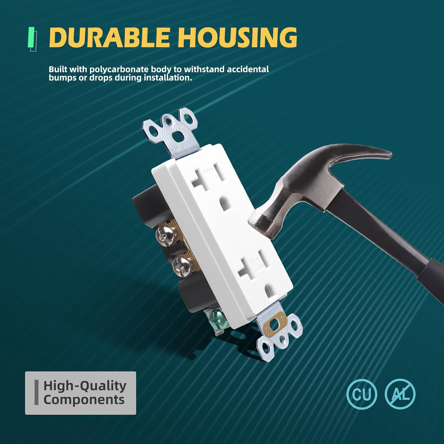 10Pack Decorator Receptacle Outlet, 20A Tamper-Resistant Electrical Wall Socket,