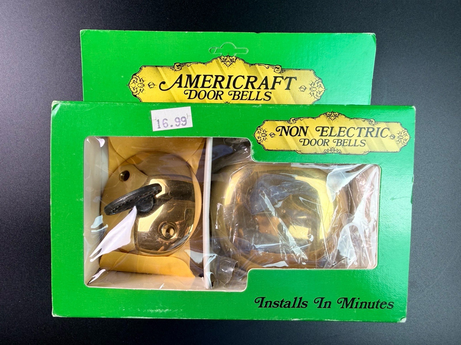 Vintage Americraft Brass Non-Electric Doorbell Original New In Original Box