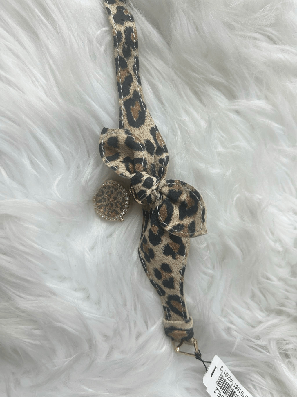 Guess cheetah print bow rhinestone watch working battery