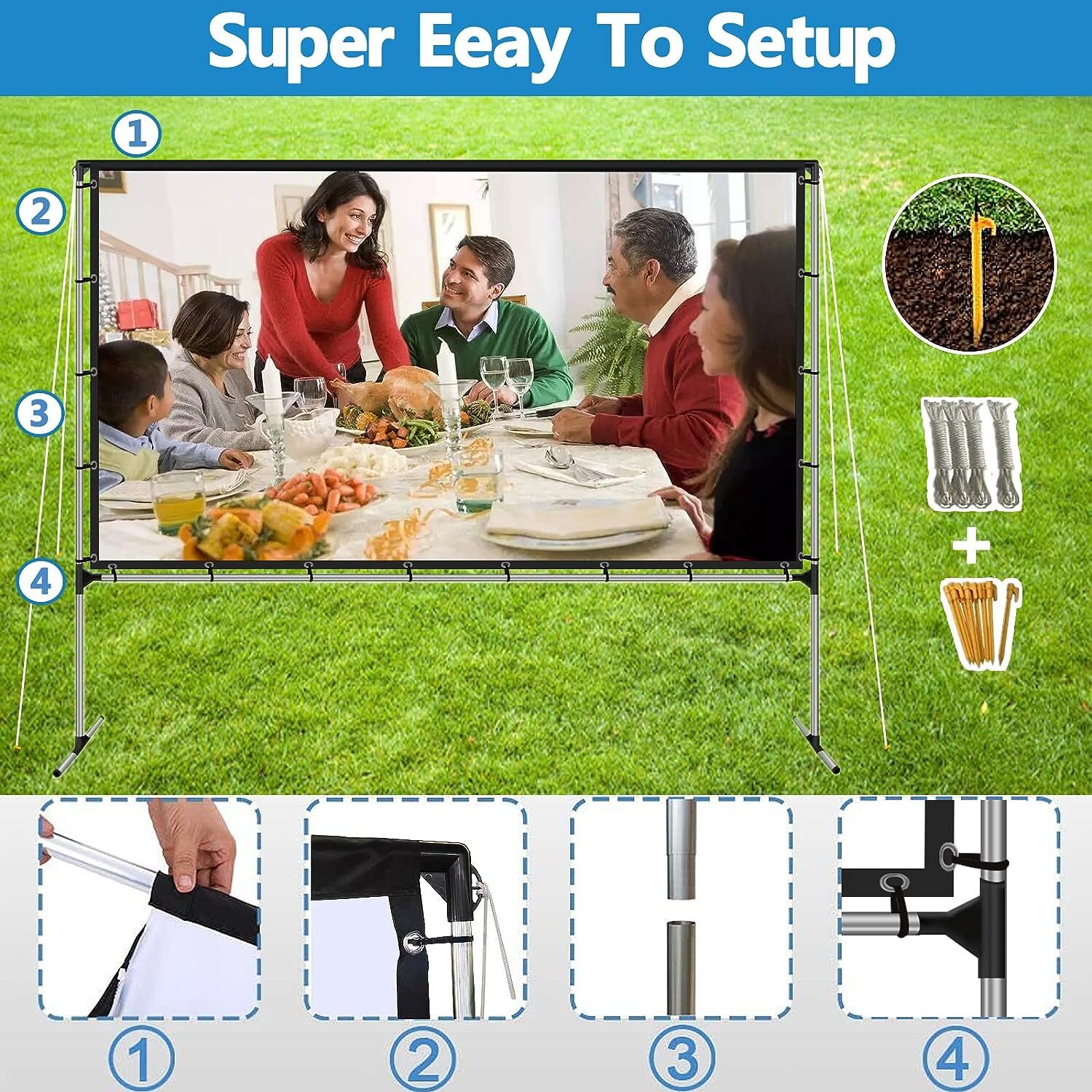 100"/120" Foldable Projector Screen with Stand 16:9 with Carry Bag