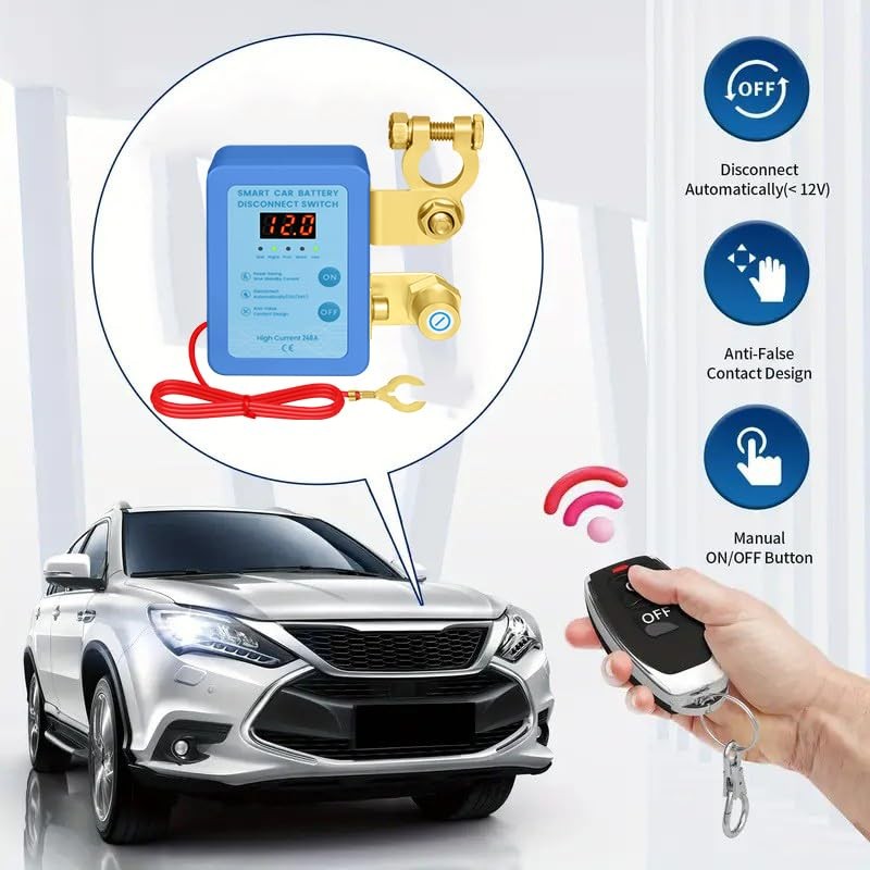 Kill Switch for Car 12V 240A Remote Battery Disconnect Switch with LED
