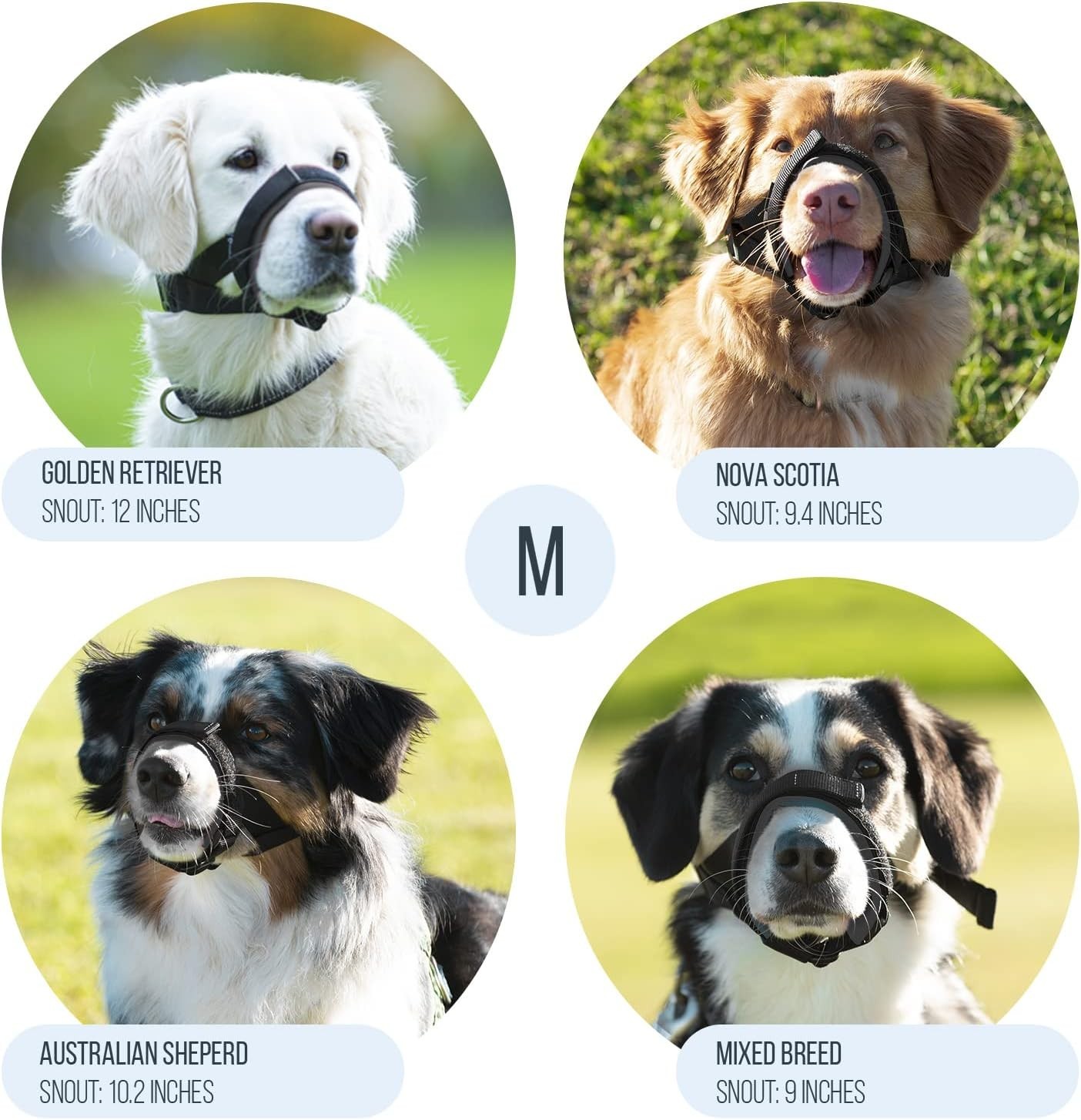 Comfortable Medium Dog Muzzle - Gentle Prevents Biting with Secure Fit, Grey