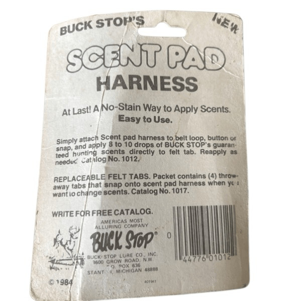 Buck Stop Scent Pad Genuine Leather With Replaceable Felt Tab NOS 1984