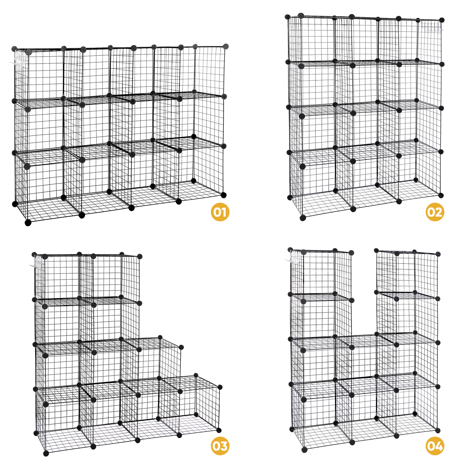 2X 12-Cube Storage Shelf Storage Bins Wire Cube Storage Organizer Modular