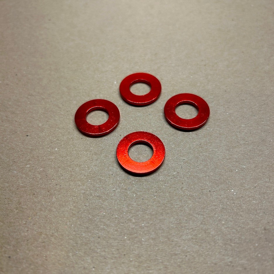 4x BMX ALUMINUM RED Bicycle Axle Washers GT Hutch Haro Mongoose Redline