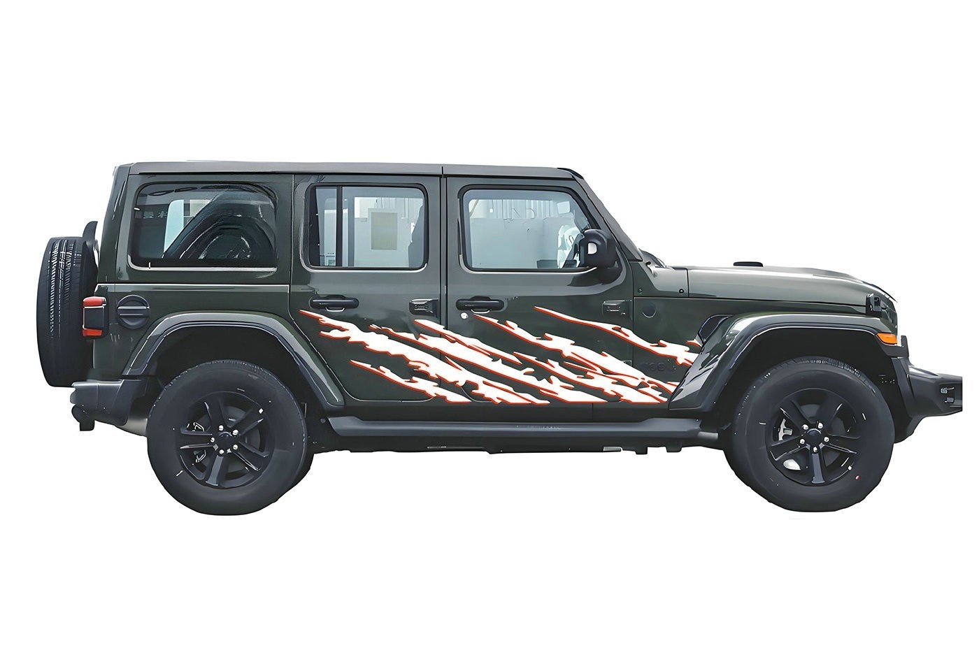 Distorted Stripe Graphics Flame Sticker For Jeep Wrangler Side Door Vinyl Decals