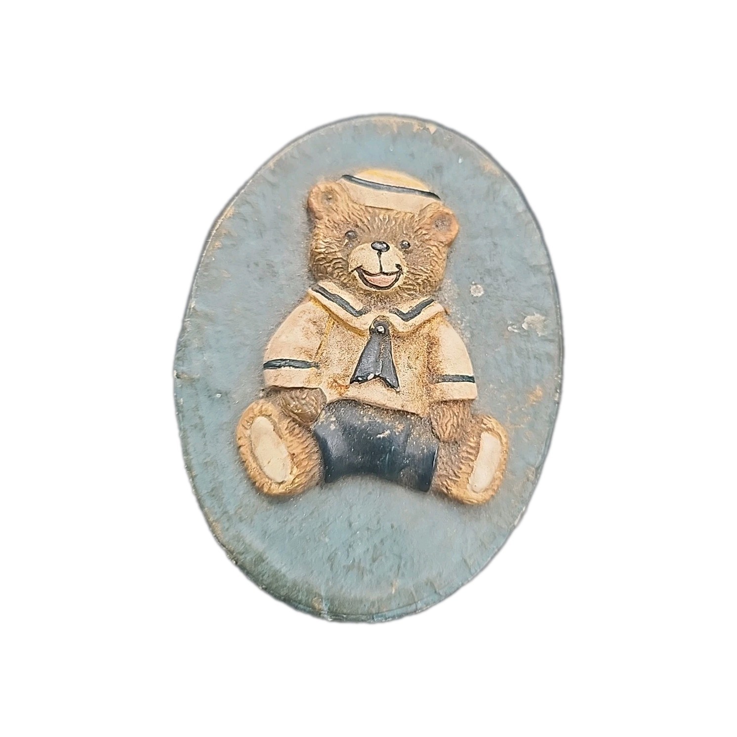 Navy  Bear Oval Trinket Box