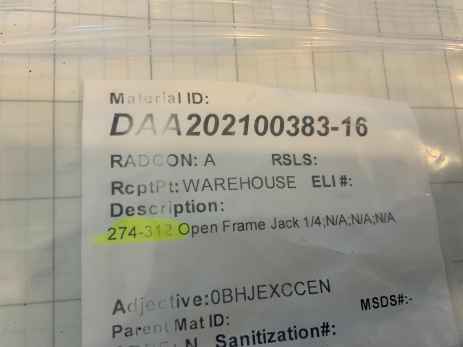 (9) 1/4" Open Frame Jack 274-312
