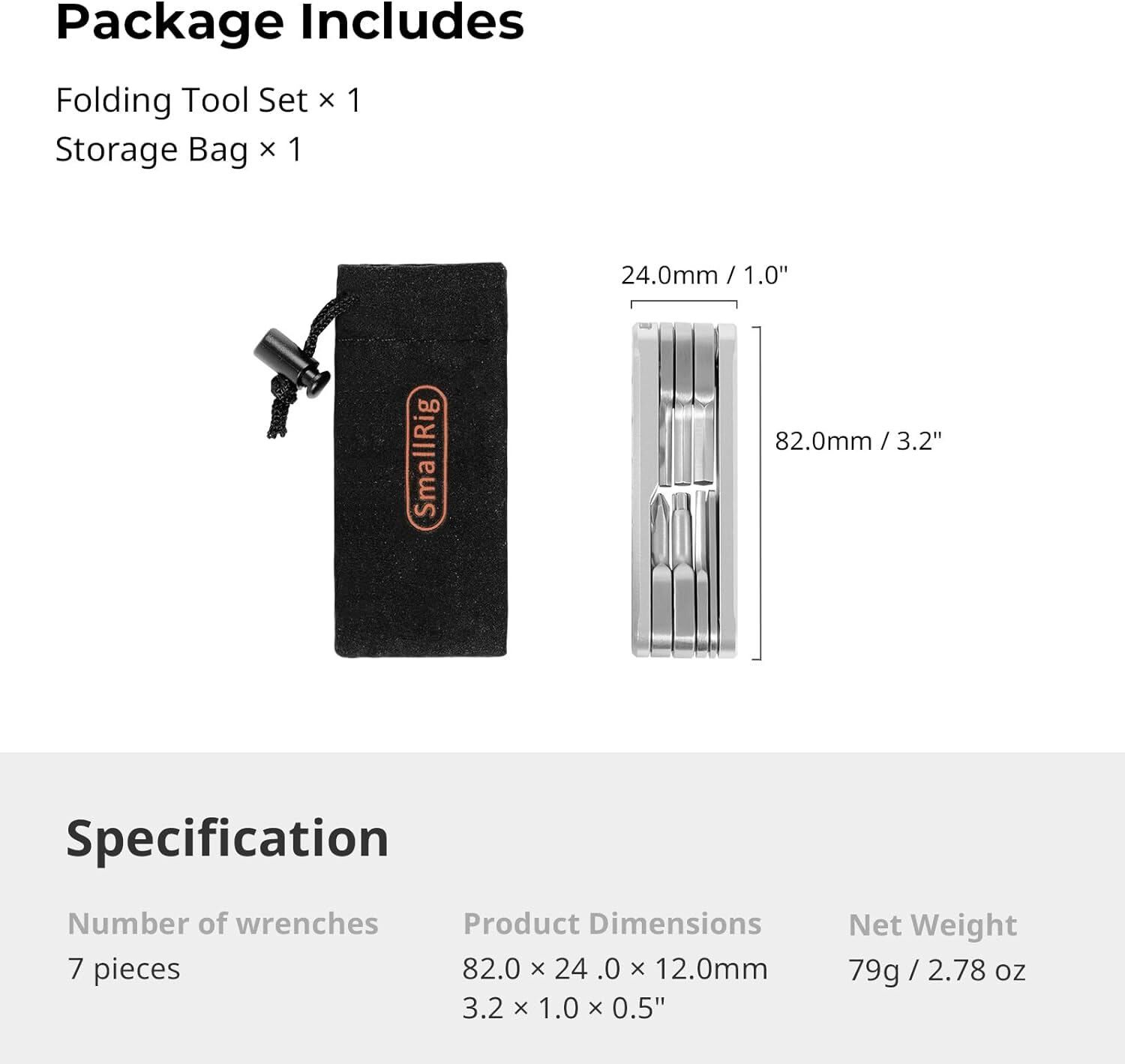 SmallRig Camera Folding Tool Set with Screwdrivers and Hex Key Wrenches-2213