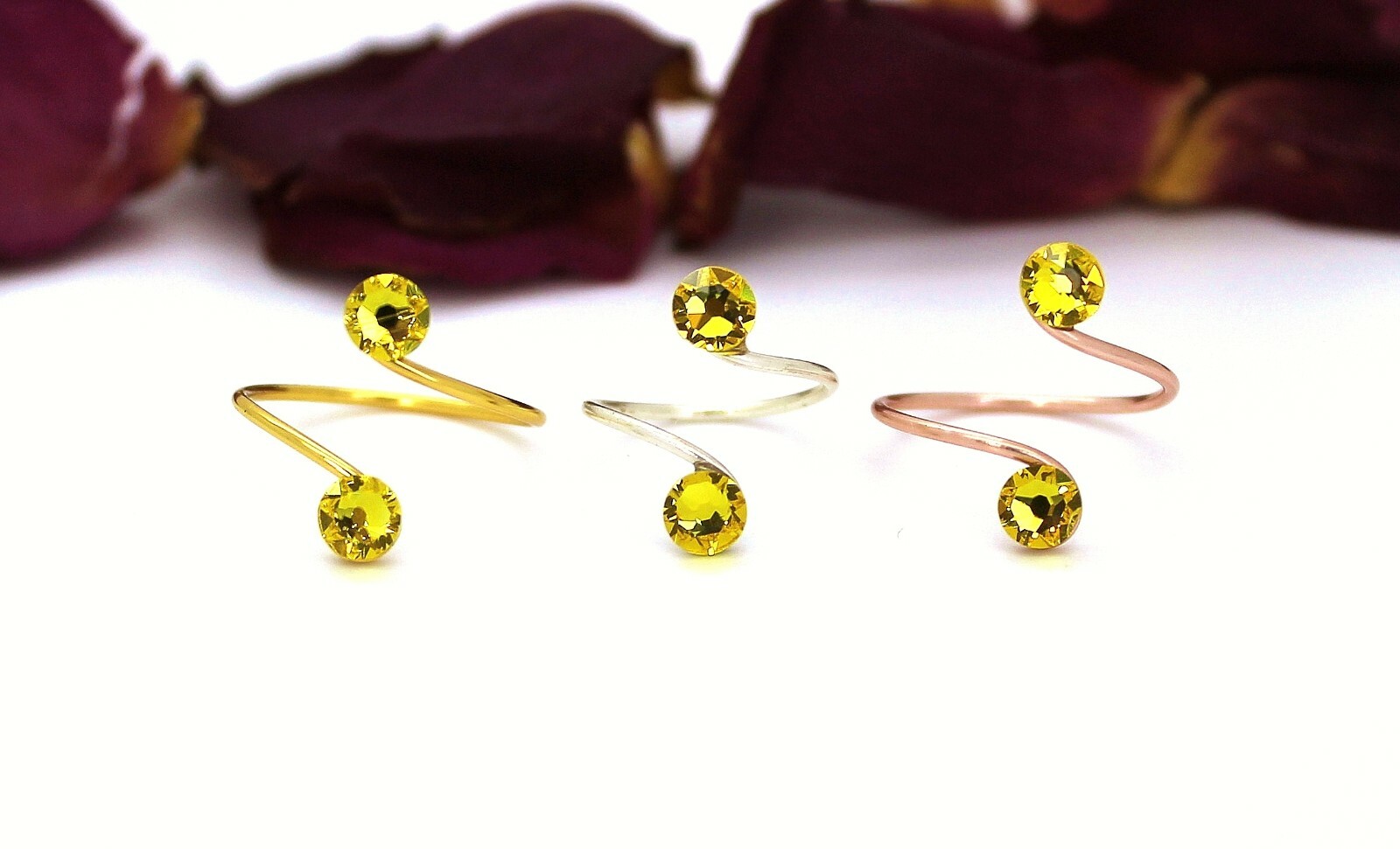 Adjustable Toe Rings Choose a Finish made with Citrine Swarovski Elements