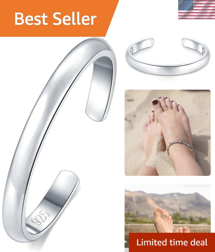 Stylish Minimalist Sterling Silver Toe Rings - Eco-Friendly Gift Included
