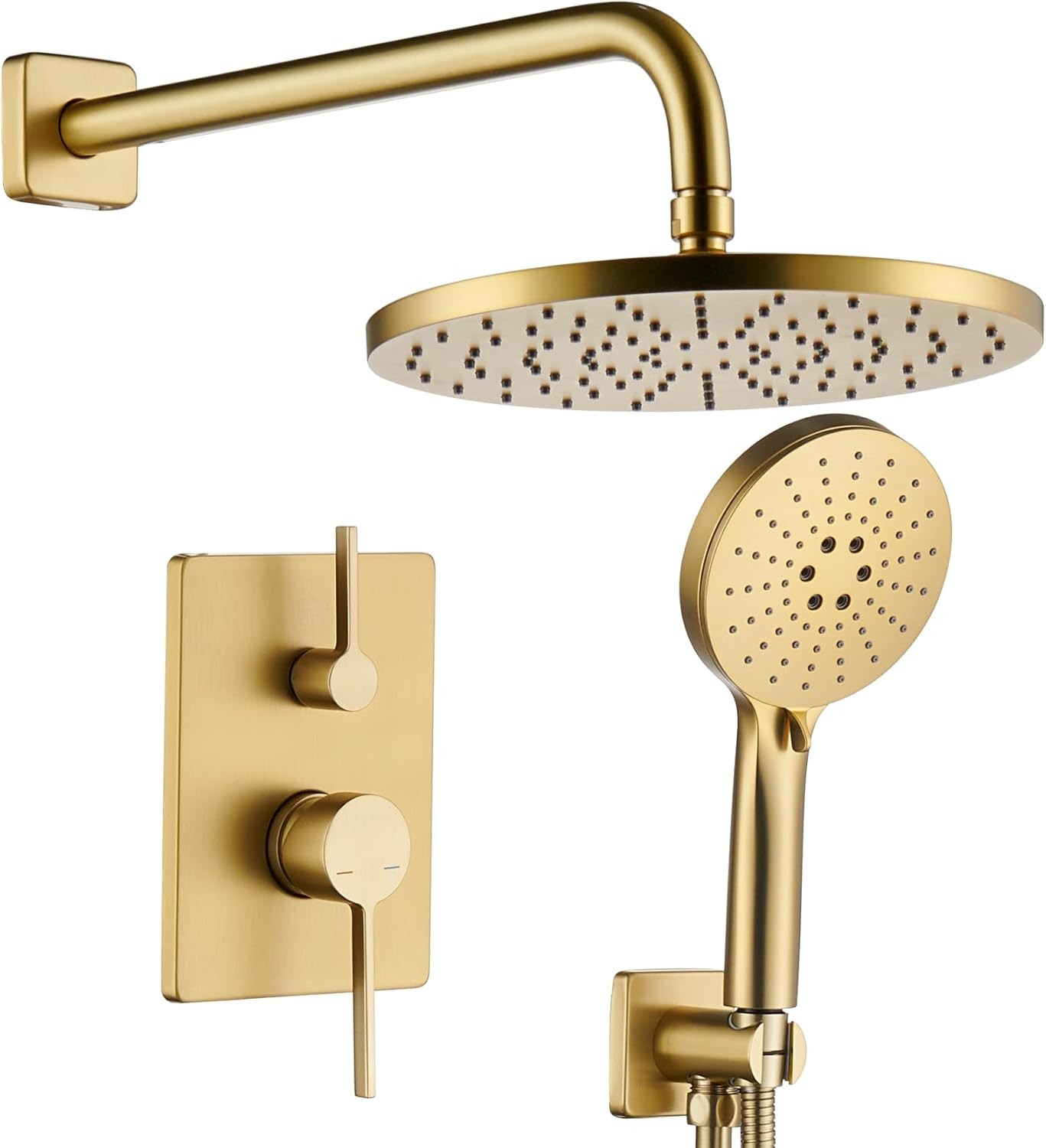 Bathroom Shower Trim Kit with 10'' High Pressure Rain Shower Head, 3-Function