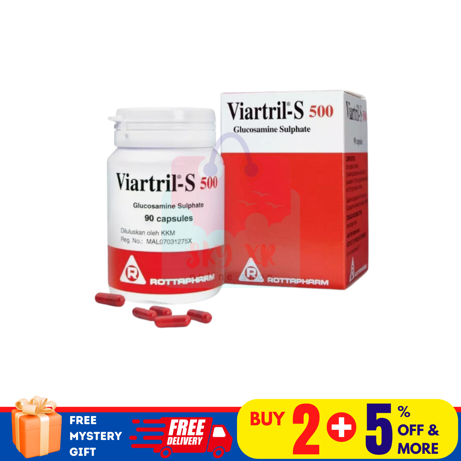 1 X Viartril-S Glucosamine 500Mg , Knee & Joint Pain Supplement 90 Capsules
