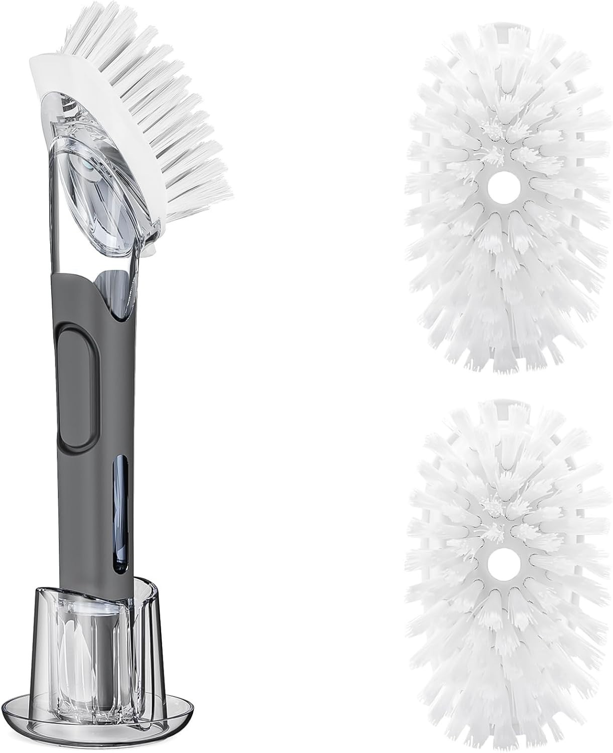 Ergonomic Soap Dispensing Dish Scrubber with Refill Heads - Kitchen Essential