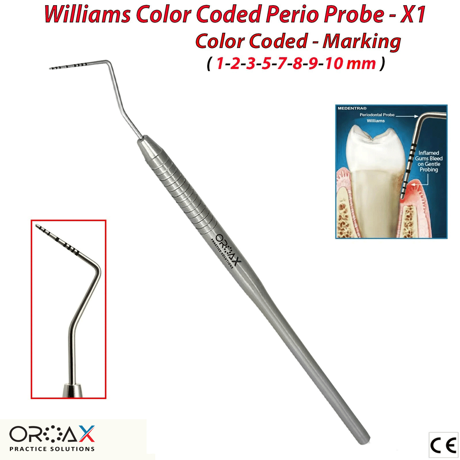 Sonda periodontal dental UNC15-William Profundidad de bolsa aperiodontal