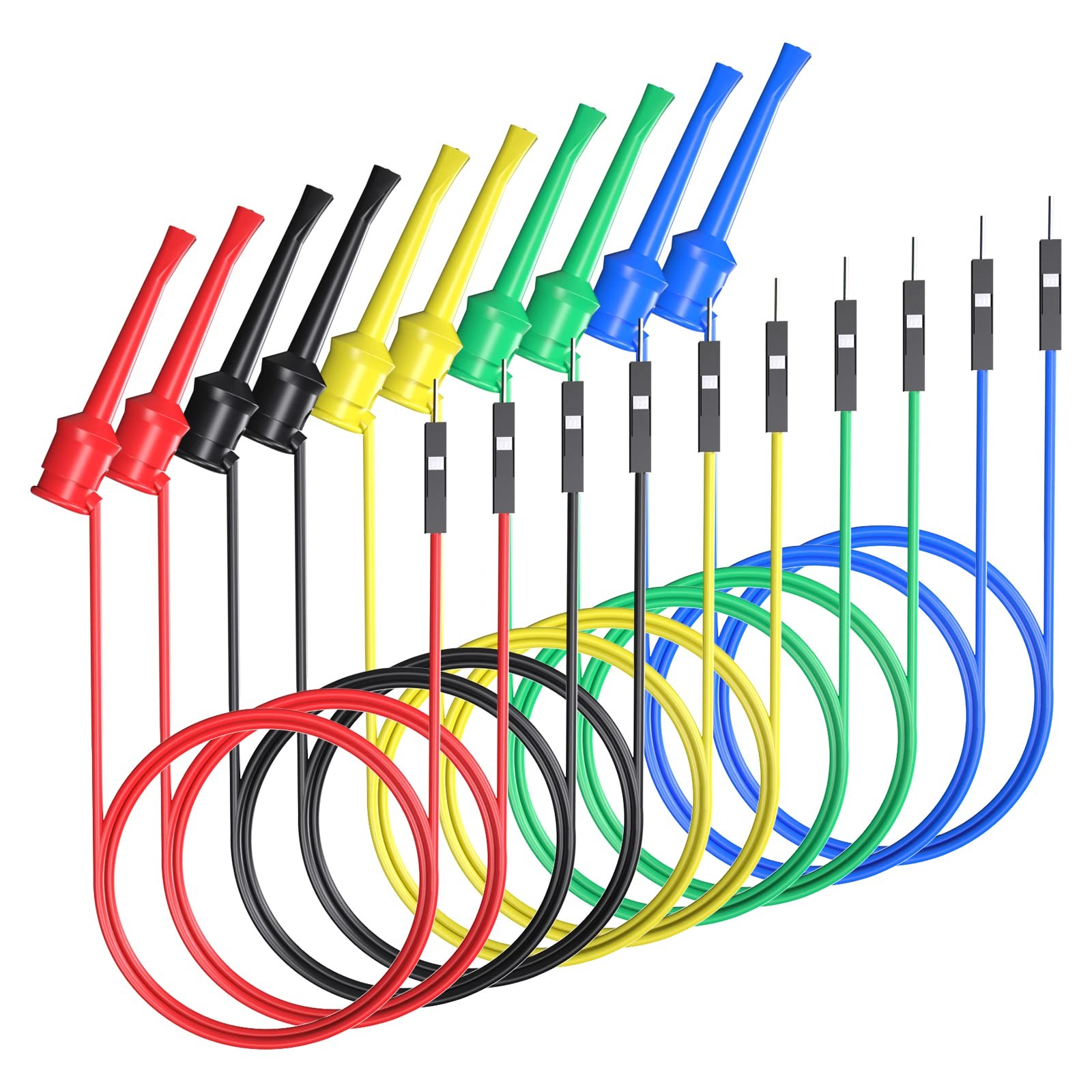 Test Hook Clips to Breadboard Male Jumper Wires Soft Flexible Silicone Test L...