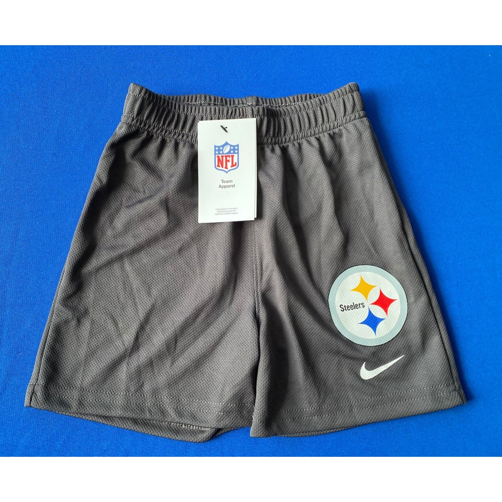 Nike NFL Pittsburgh Steelers Kids Mesh Athletic Short Grey Size 4T New With Tags