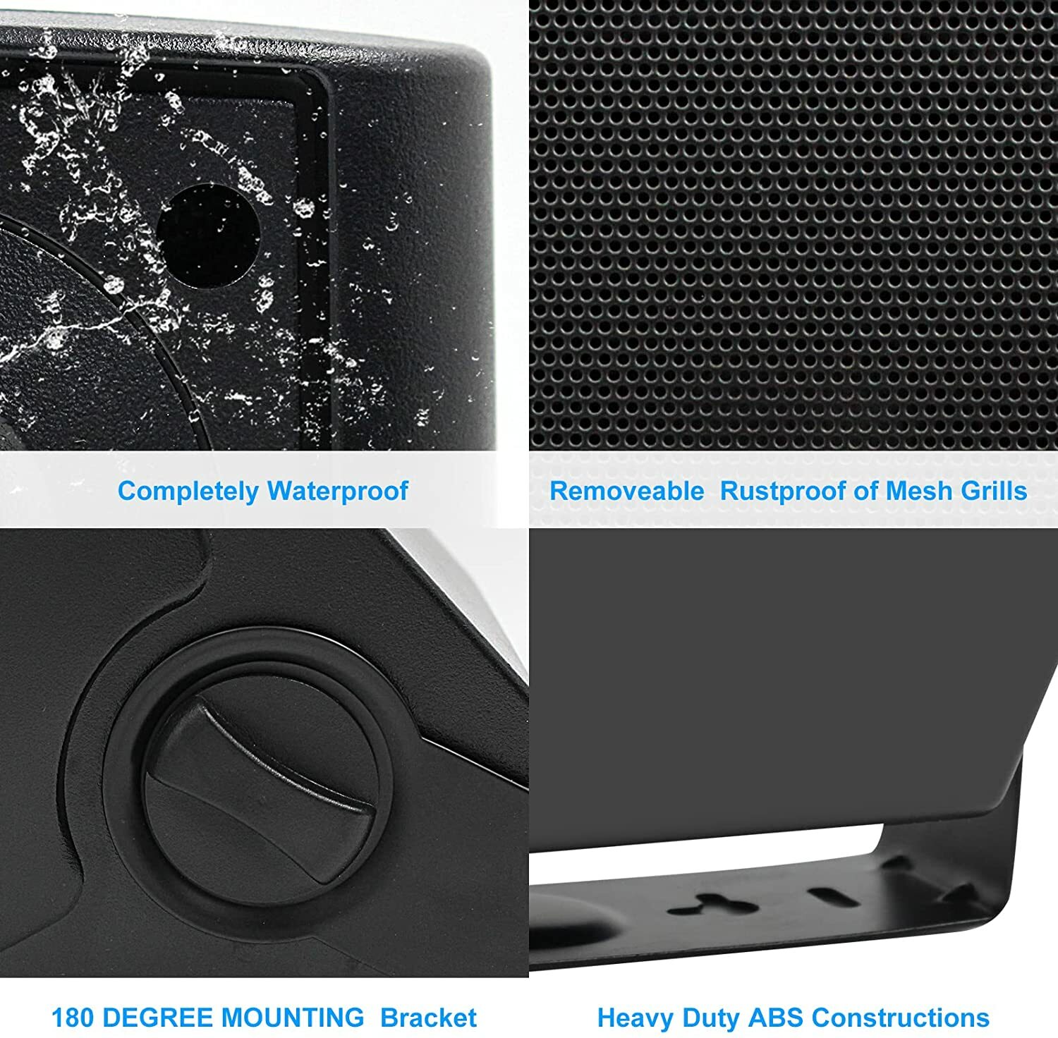 4Pcs 5.25" Outdoor Bluetooth Speakers Wired Wireless Patio Waterproof Wall Mount