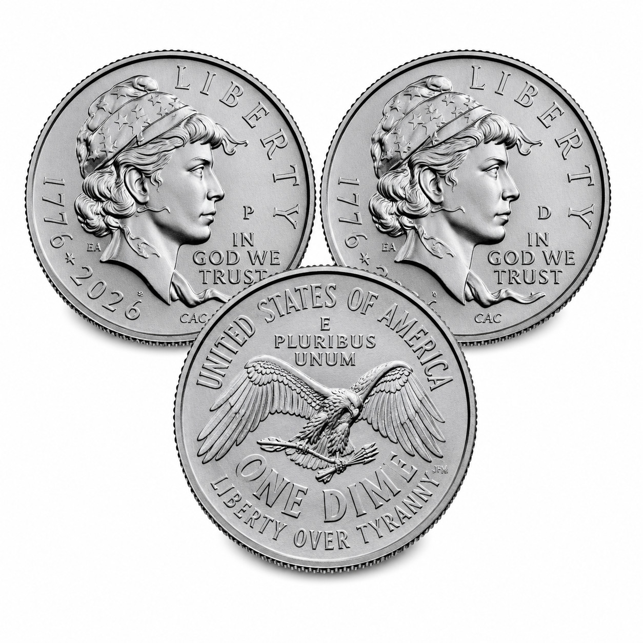Set of 2 x 2026 P&D Mint Emerging Liberty Dimes W/ 3rd FREE BONUS DIME!!!
