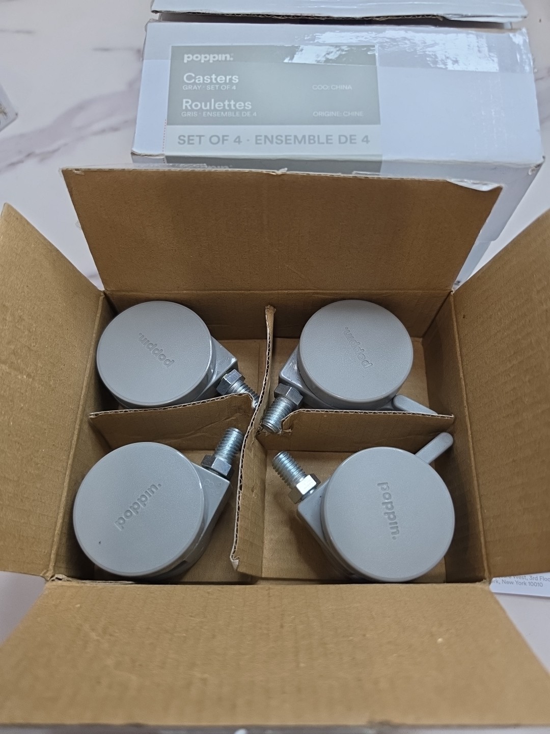 3 Sets of 4 - Poppin Light Gray Cabinet Casters 50mm 2 Inch 101858. Free S&H!