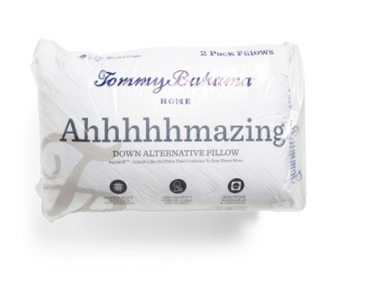 Tommy Bahama Ahhhhmazing Down Alternative Pillow Aqualoft 2 Pack Std White
