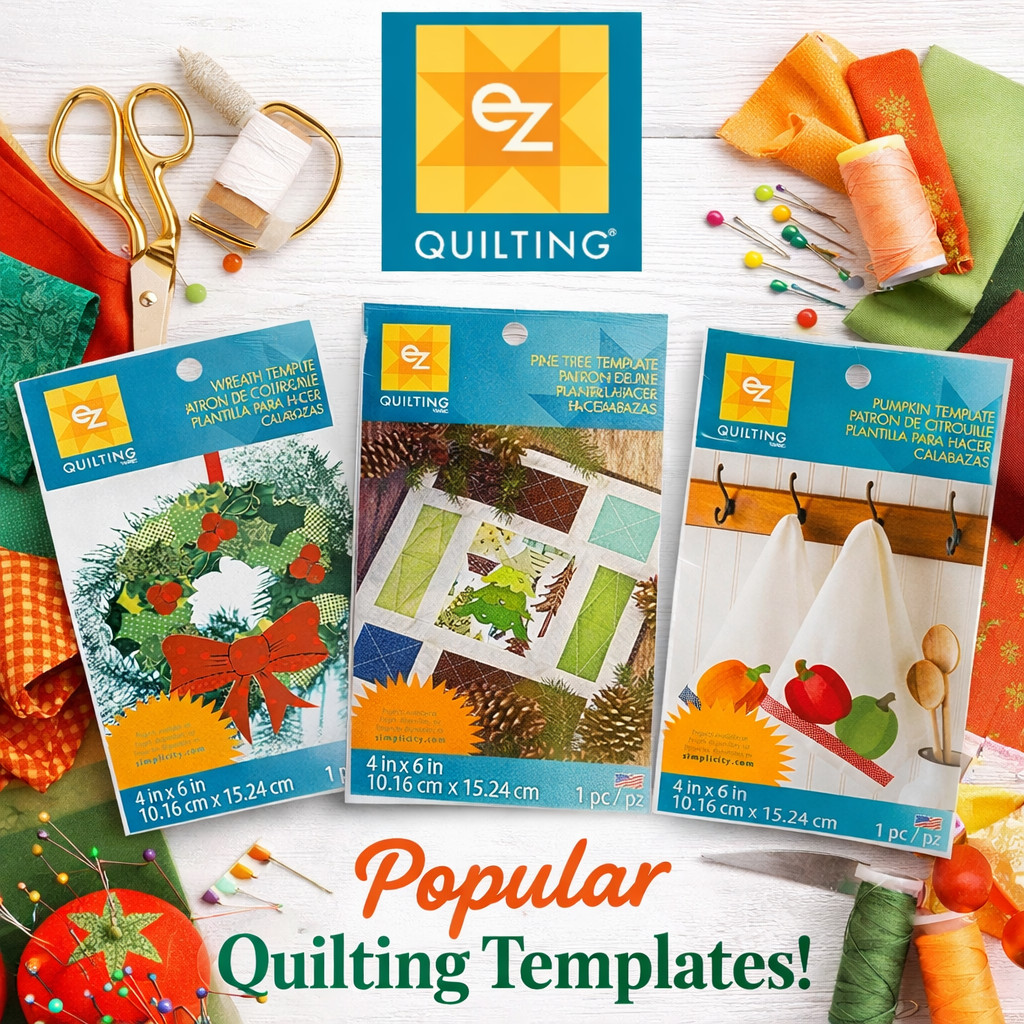 SIMPLICITY EZ Quilting TEMPLATES Wreath Pumpkin PineTree 4x6 Christmas Halloween