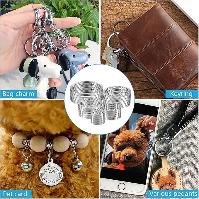 "Key Rings Stainless Steel Assortment Heavy Duty Split Keyring Loops, In 5 Small