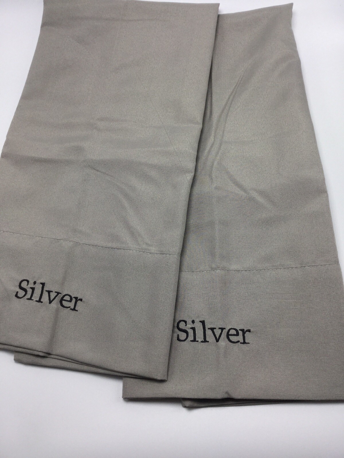 Pillowcases Pair Silver Unused Standard Size Cotton Blend