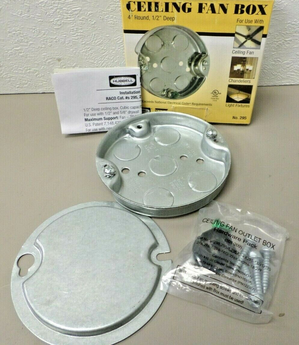 Hubbell Raco 295  4"" Round x 1/2" Deep Metal Ceiling Fan Pan