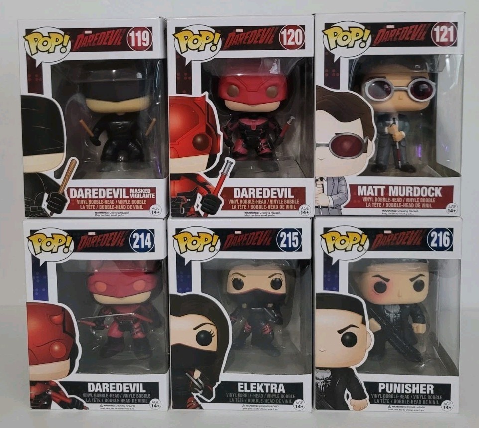 Lot Of 6 Daredevil Vaulted Funko Pops - Series 1 & 2 119,120,121,214,215,216 NM