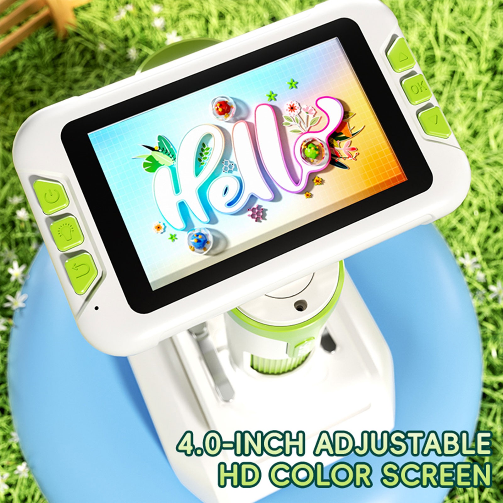 1600X Kids Digital Microscope - 4" 1080P Screen, Handheld Portable Science Kit