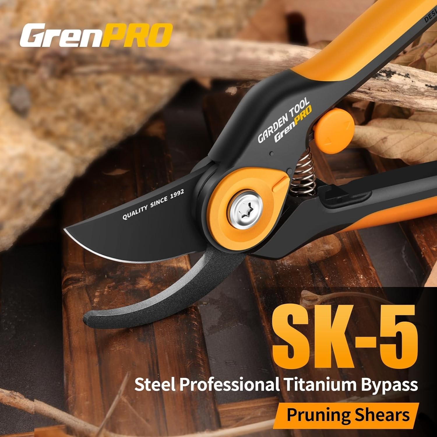 Rust-Resistant Bypass Pruning Shears - Adjustable Dual-Grip & Easy Handling