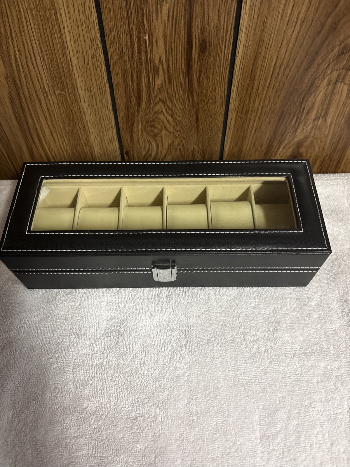 Ausalivan Watch Display Case For Men,Leather 6 Slots, Black Leather