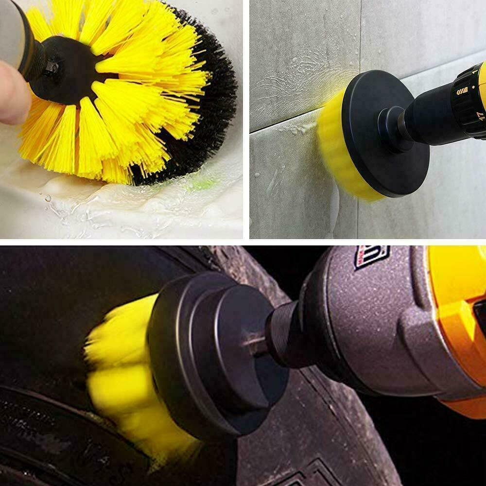 3 Piece Drill Brush Attachment Set Scrub Brush Power Scrubber Drill Cleaning Kit