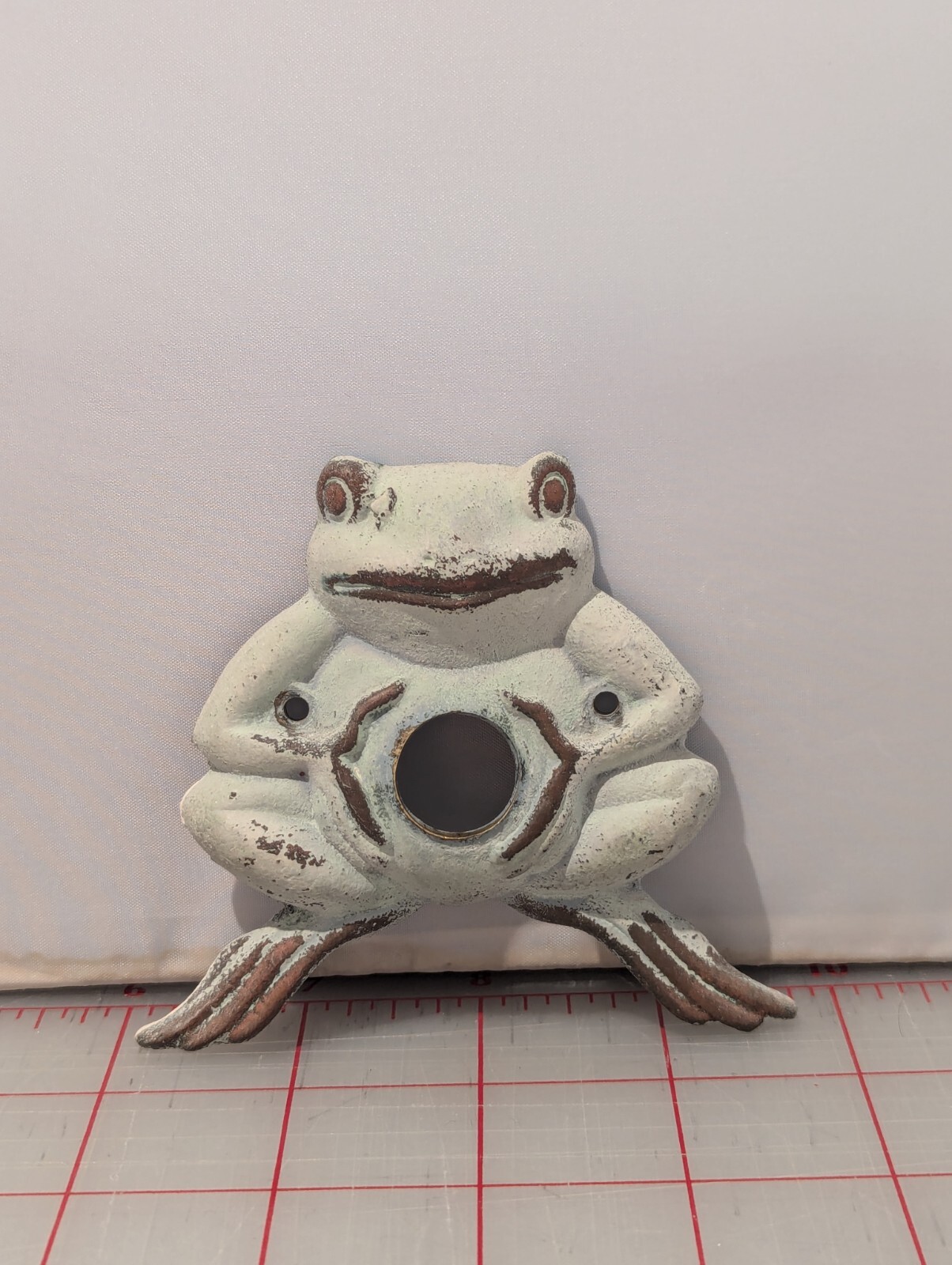 Vintage Flora & Fauna Frog Doorbell Button Solid Bronze Green Rare - S
