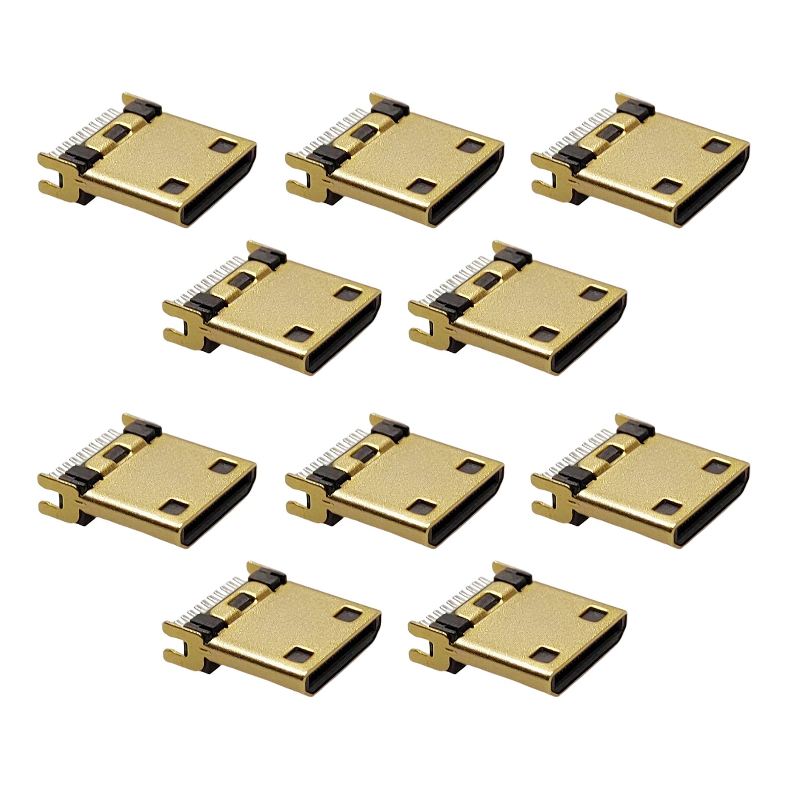 10PCS MINI HDMI Male Connector Gold Plated Vertical Straight Plug Socket