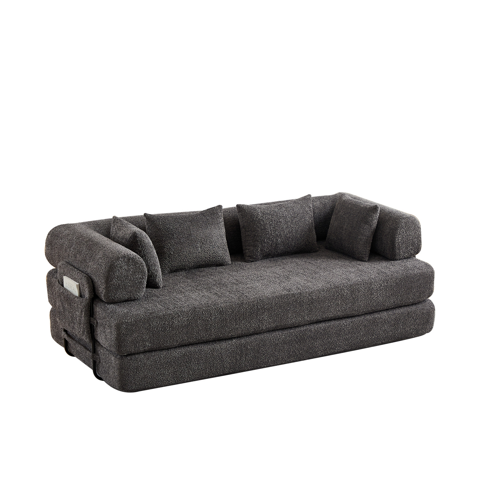 78.7" Convertible Sleeper Sofa Bed w/Cylindrical Pillow, Folding Sofa Bed Grey