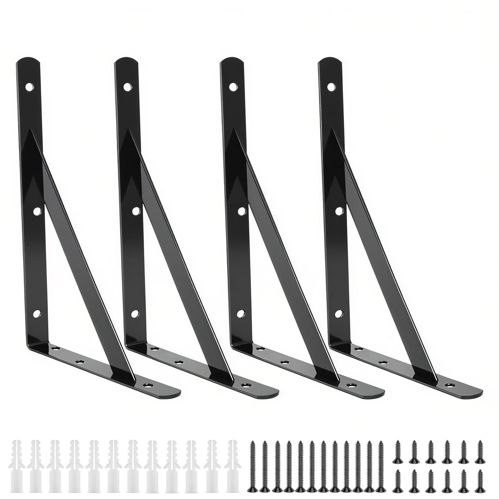 4 Pack L10 x H 6" Heavy Duty Shelf Brackets with Screws Open Floating Shelvin...