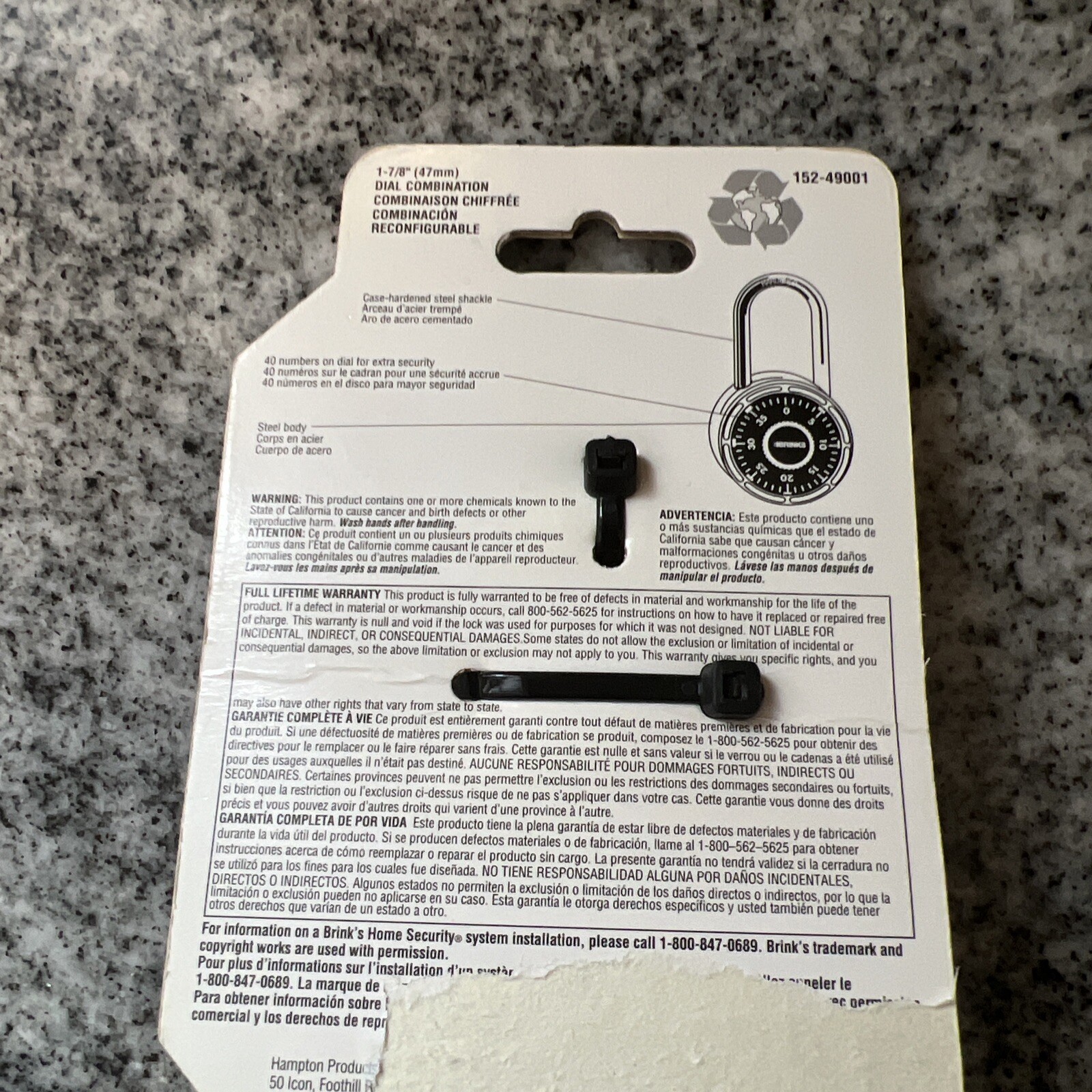 Brinks Dial Combination Lock Steel Standard Security