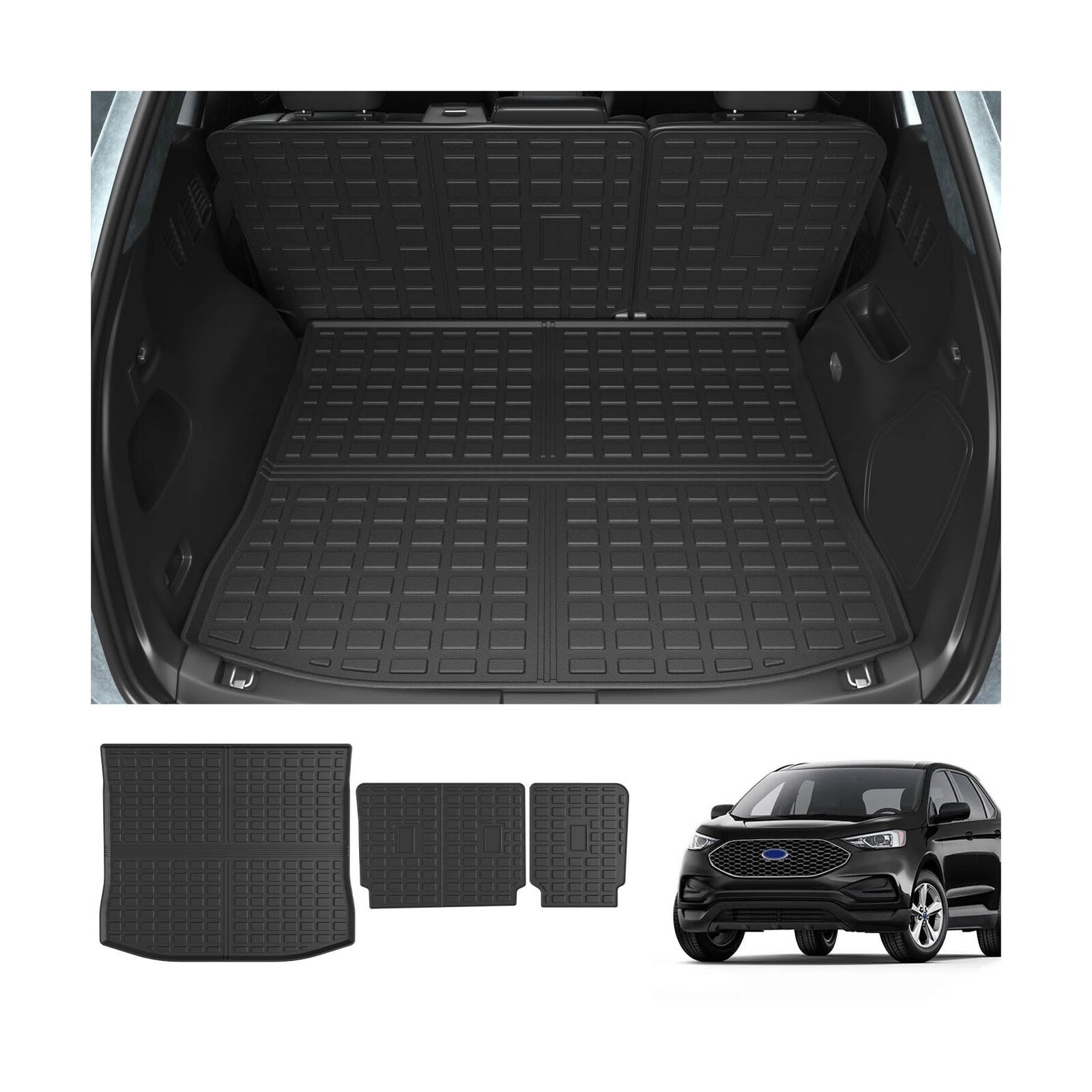 powoq Trunk Mat Compatible with 2015-2024 Ford Edge Cargo Liner Backrest Mat ...