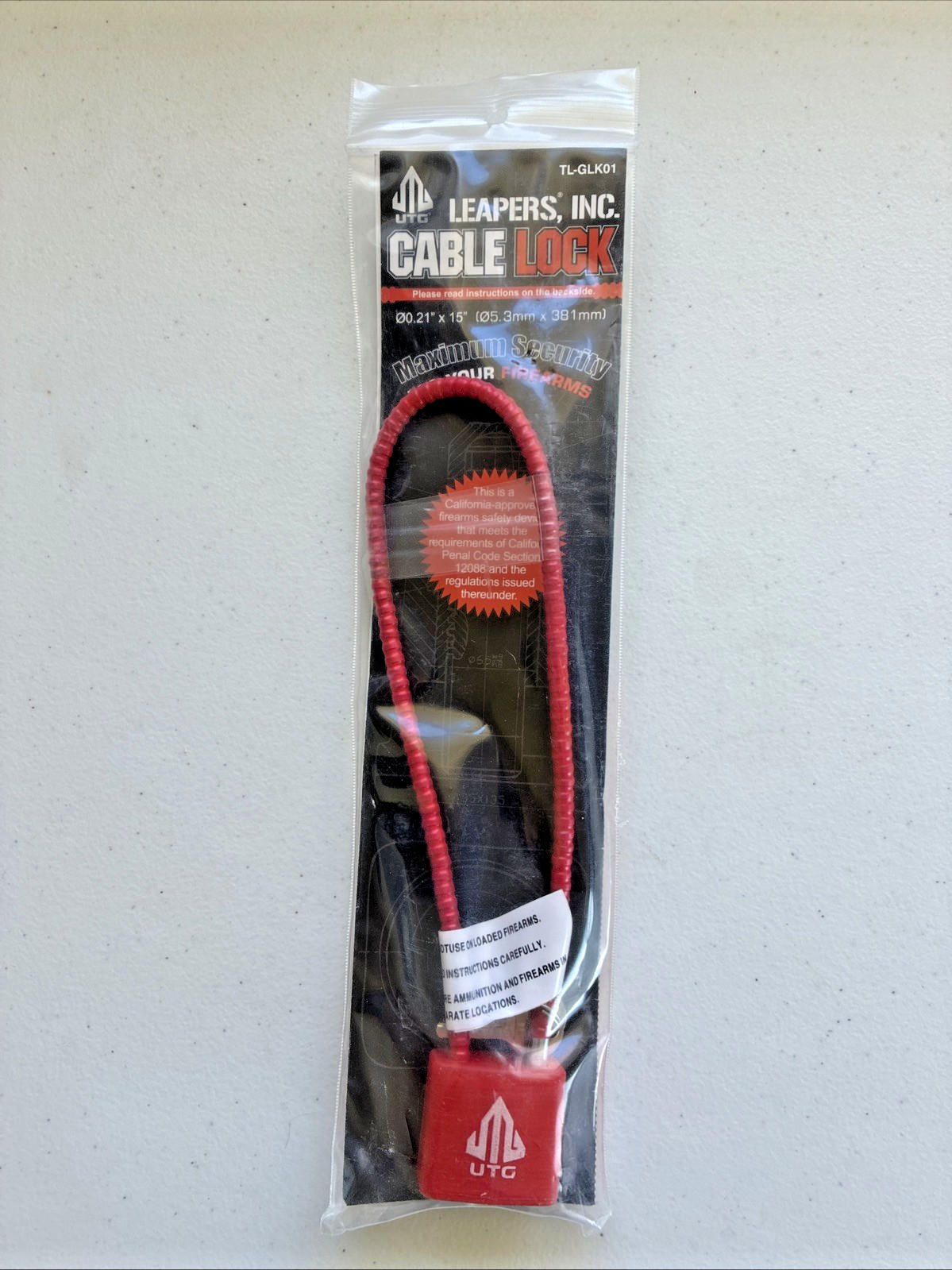 UTG Firearm Rifles Pistols Cable Lock F5.3mmX15" California DOJ Approved Steel
